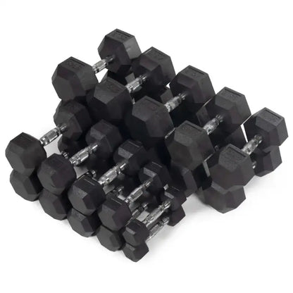 Rubber Hex Dumbbells - 5 to 50lbs (NEW)