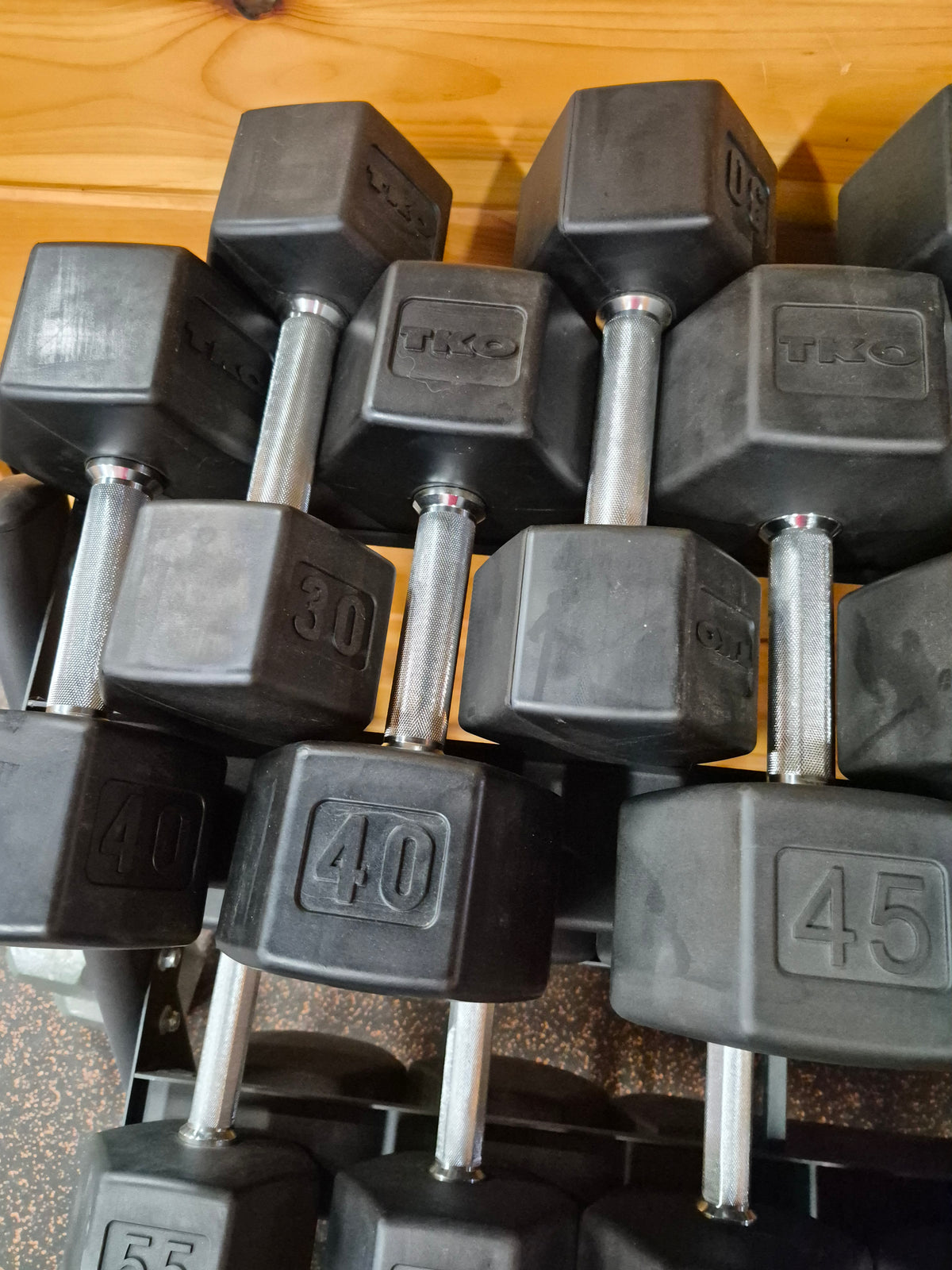 TKO Rubber Hex Dumbbells - $1.5/lb